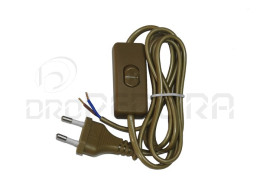 CABO PLANO C/INTERRUPTOR 3A 1.5m DOURADO