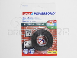 FITA COLA DUPLA FACE EXTERIORES 19mm 1.5m POWERBOND TESA