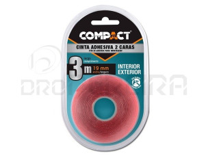 FITA COLA DUPLA FACE P/MONTAGENS 3m 19mm COMPACT FIX
