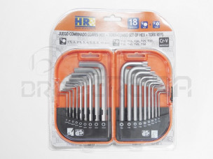 JOGO CHAVES HEXAGONAL +TORX 18PÇS 170622 HR