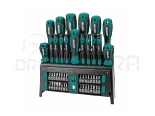 CONJUNTO CHAVES COM SUPORTE COM 50 CHAVES FENDA VATTON