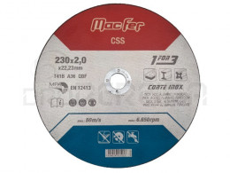 DISCO CORTE INOX 230x2.0x22.2 CSS-05 MACFER